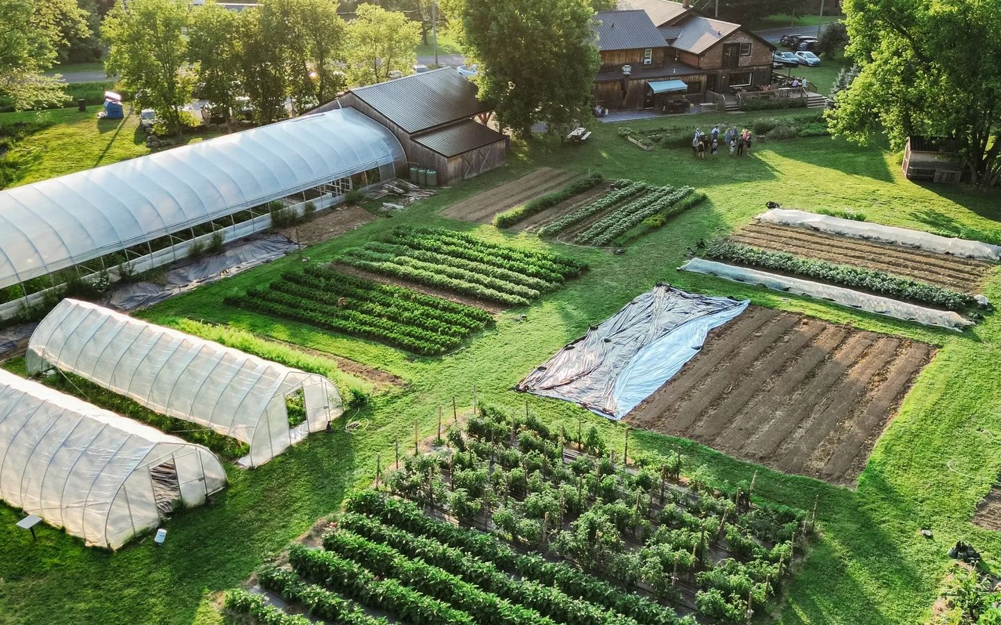 Vue aérienne de la ferme de l'Espace Old Mill